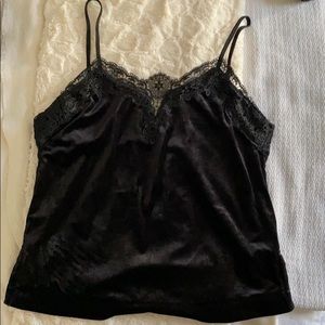 Aqua black velvet lace tank top size medium